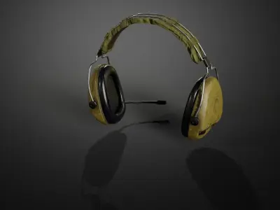 Combat headphones Low-poly 3D model