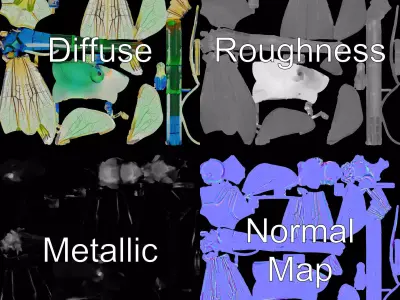 Vibrant Dragonfly model pack Low-poly 3D model