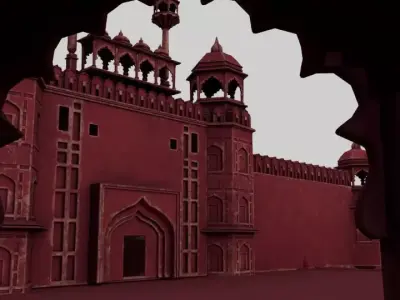 Delhi Red Fort 3D Model Historic Architecture Low-poly 3D model