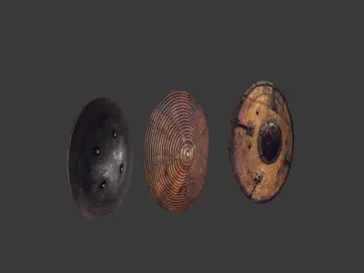 Round Medieval Shield  low-poly gameready model Free low-poly 3D model