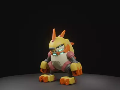 hedgeshock orange robot 3D model