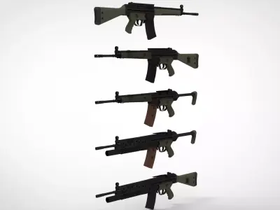 HK 33 Assault Rifle Low-poly 3D model