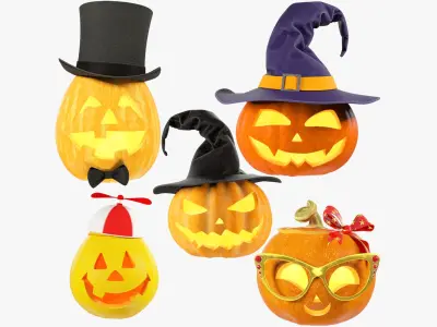 Halloween Pumpkins Family Collection V7 3D model