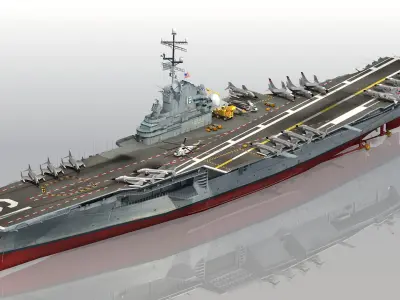USS Hancock CV-19 Essex-class aircraft carriers 3D model