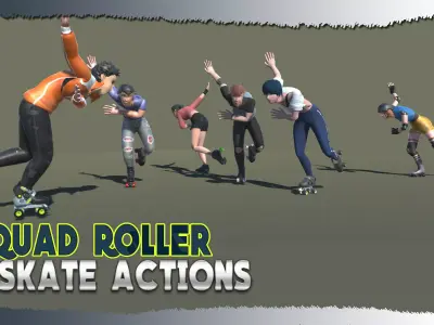Quad Roller skaters Animations SA Low-poly 3D model
