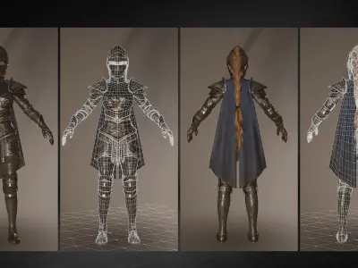 Paladin Lady Low-poly 3D model