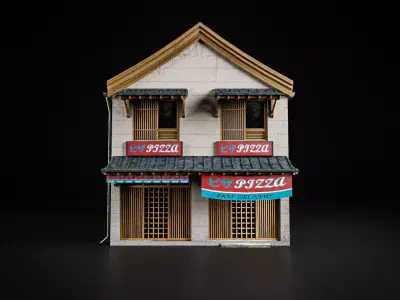 JAPANESE BUILDING 001 Low-poly 3D model