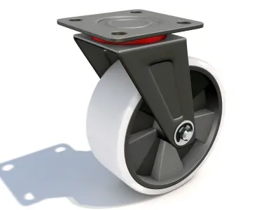 Set of realistic high quality caster wheels for cart 3D model