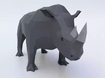Rhino 3d model rhinoceros in low polygons Low-poly 3D model