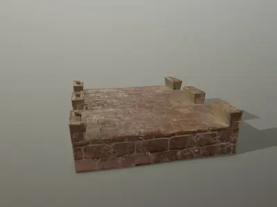 Altar Set stone column Low-poly 3D model