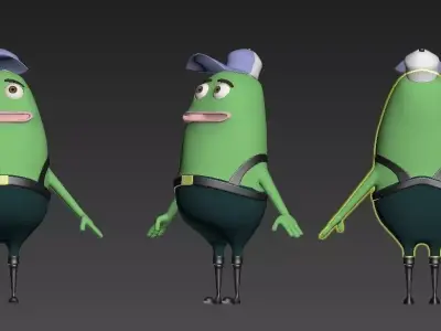 fish spongebob square pants Low-poly 3D model