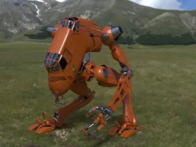Fully Rigged Recycled Seahorse Mecha 3D model