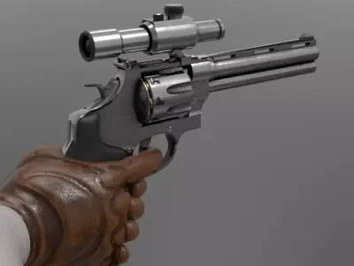Revolver Pistol Fps - Tps Low-poly 3D model