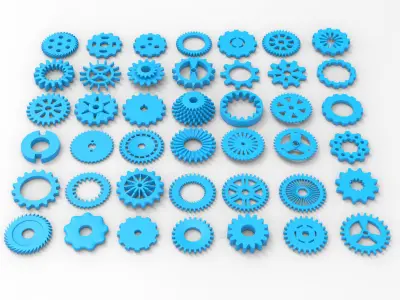 Gears kitbash Low-poly 3D model