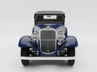 Elegant Vintage Dark Blue Sedan Low-poly 3D model