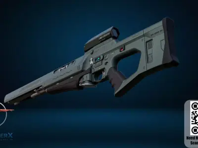 Futuristic Sci-Fi Shotgun 3D Model Game Ready Weapon Asset Low-poly 3D model