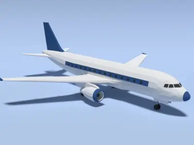 Low Poly Cartoon Airbus A320 Airplane Low-poly 3D model