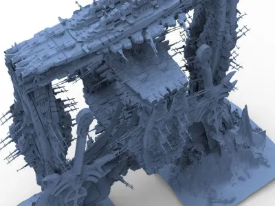 Mars Sci-Fi Monolith Massive structure 10 3D model