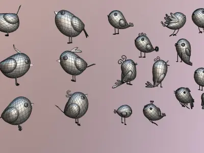 Cartoon Bird Low-poly 3D model