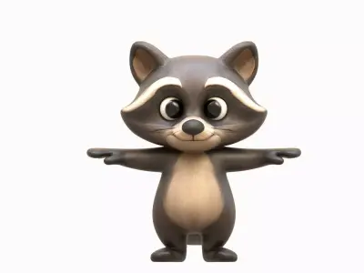 Cartoon Raccoon Low-poly 3D model