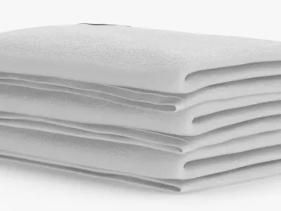 Folded Bath Towels Large 3 Pile White Blue and Gray 3D model