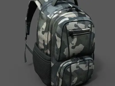 Backpack Camping military combat soldier armor scifi fantasy  Low-poly 3D model