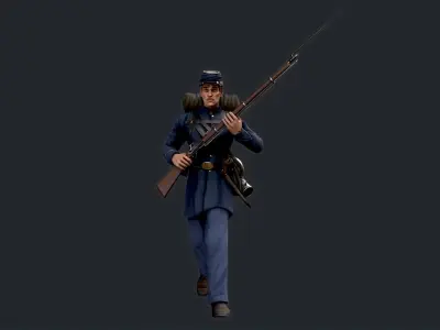 Soldier 4 A pose Low poly character redy for game Low-poly 3D model