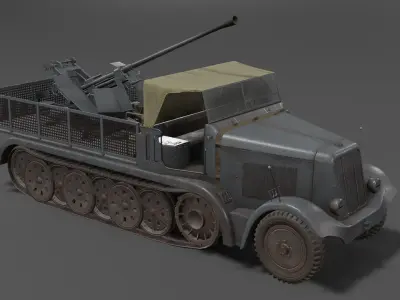 Sd kfz 6-2 Anti Aircraft Gun Low-poly 3D model