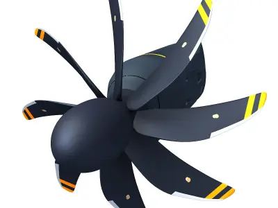 Black Propeller Propfan Jet Engine 3D model
