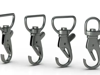 Set of 4 Metal Carabiner LowPoly Low-poly 3D model Low-poly 3D model