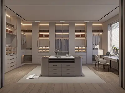 Dressing room  Wardrobe closet full Scene 3D model