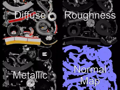 Advanced Turbojet Engine Model Pack Low-poly 3D model