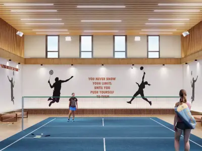Indoor Badminton and Tennis Court 3D Model Low-poly 3D model