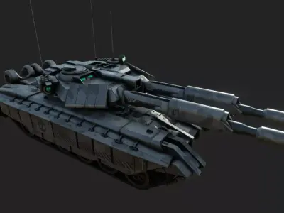 T1K Battle Tank Low-poly 3D model