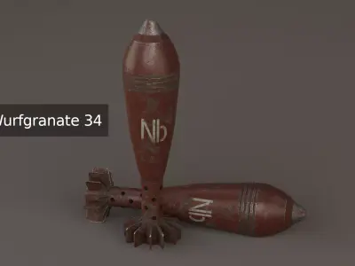 8 cm Wurfgranate 34 Low-poly 3D model