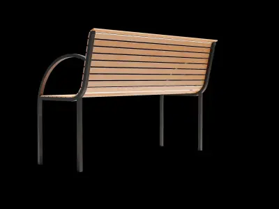 Simple Wood and Metal Bench Free low-poly 3D model