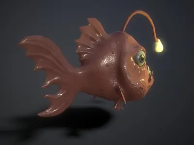 cartoon lamp fish Low-poly 3D model