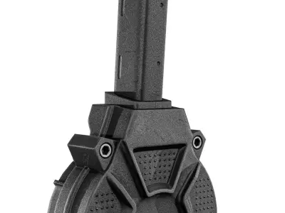 Glock 17 And 19 Drum Magazine Low-poly 3D model