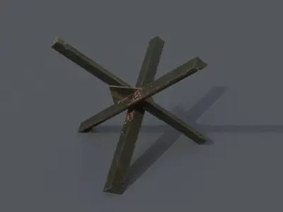 Czech hedgehog WW2 barricade 3D model