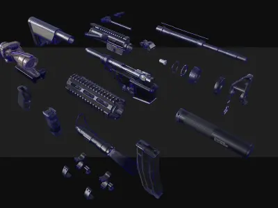 M4A1 with Attachments Low-poly 3D model