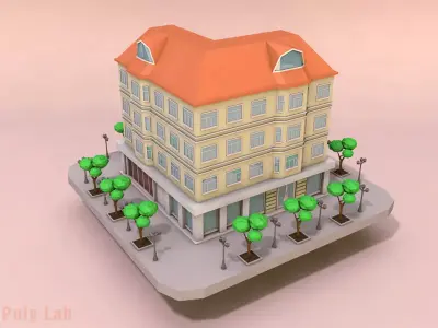 Cartoon City Rise Building Low Poly Free low-poly 3D model