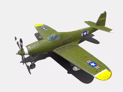 Bell P-63 Kingcobra American Fighter Aircraft Low-poly 3D model