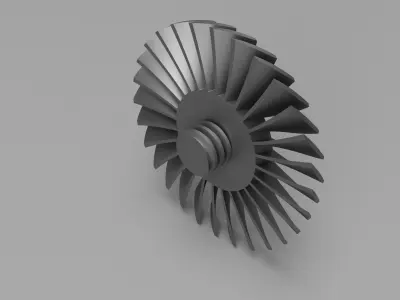 GE TF34 Nose Cone and Fan with threaded hole in Nose Cone 3D print model