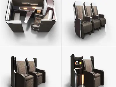 Passenger Seats All Classes - Economy - Business - First Class 3D Model Collection
