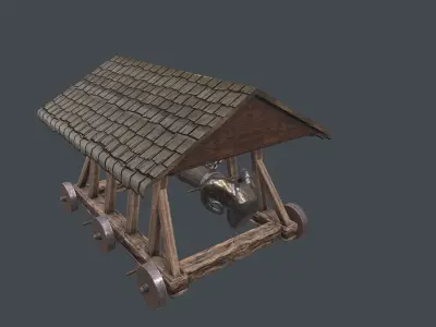 3D Medieval battering ram low poly model Low-poly 3D model