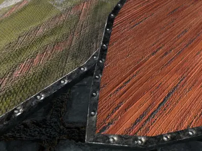 Medieval round shield with coat of arms 3 Low-poly 3D model