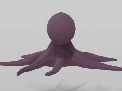 Low Poly Cartoon Octopus Low-poly 3D model