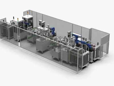 Automatic Booster Impeller Assembly and Pressing Line 3D model