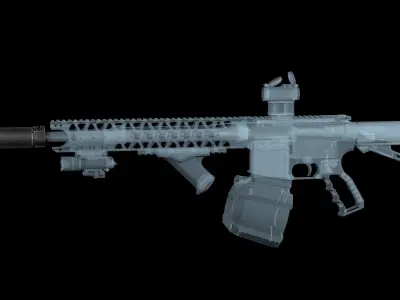 Silencer SureFire SOCOM556 MONSTER AR-15 Low-poly 3D model