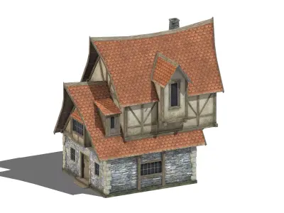 Medieval Building 07 Low Poly PBR Realistic Low-poly 3D model